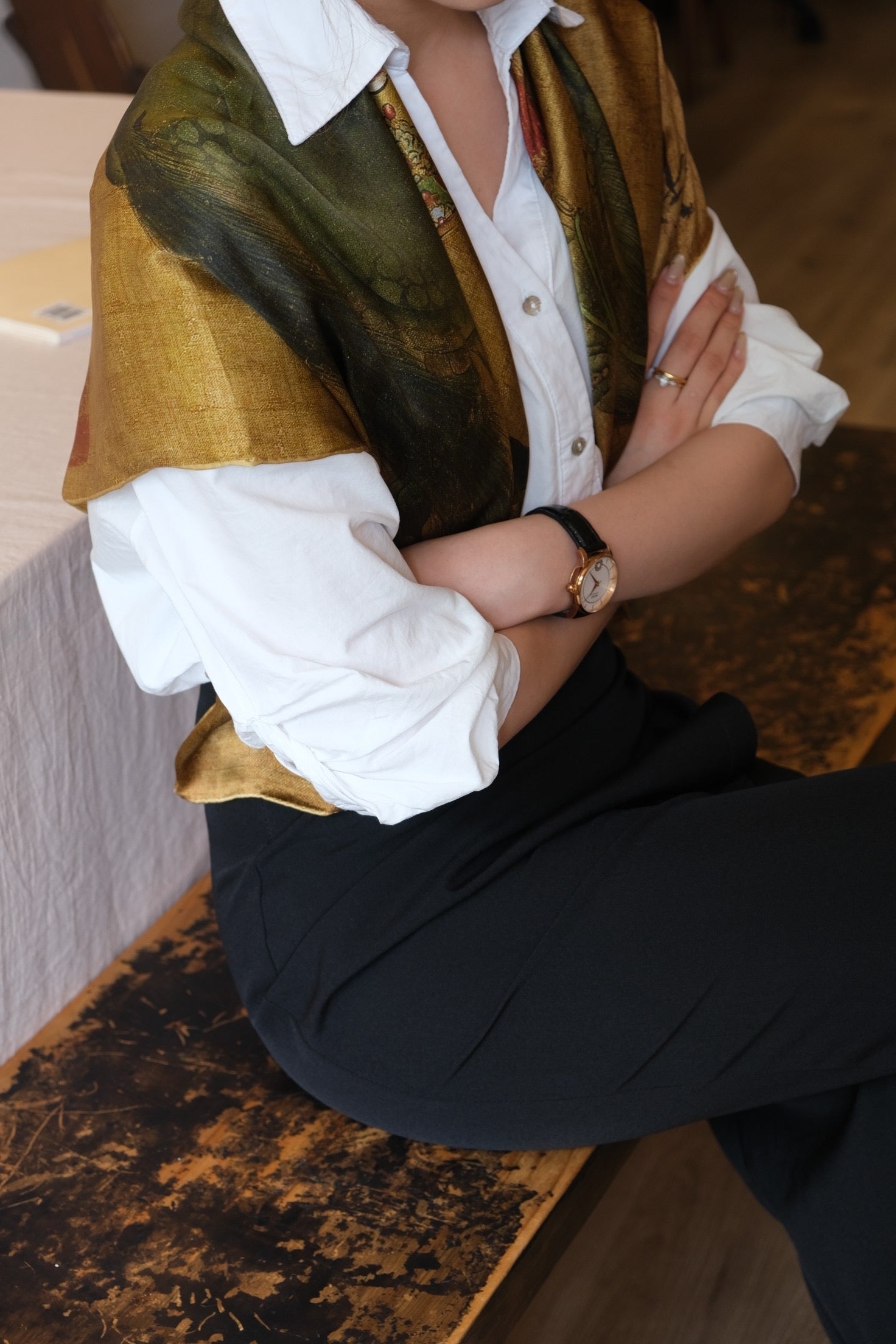 Women fashion accessory with luxury silk scarf