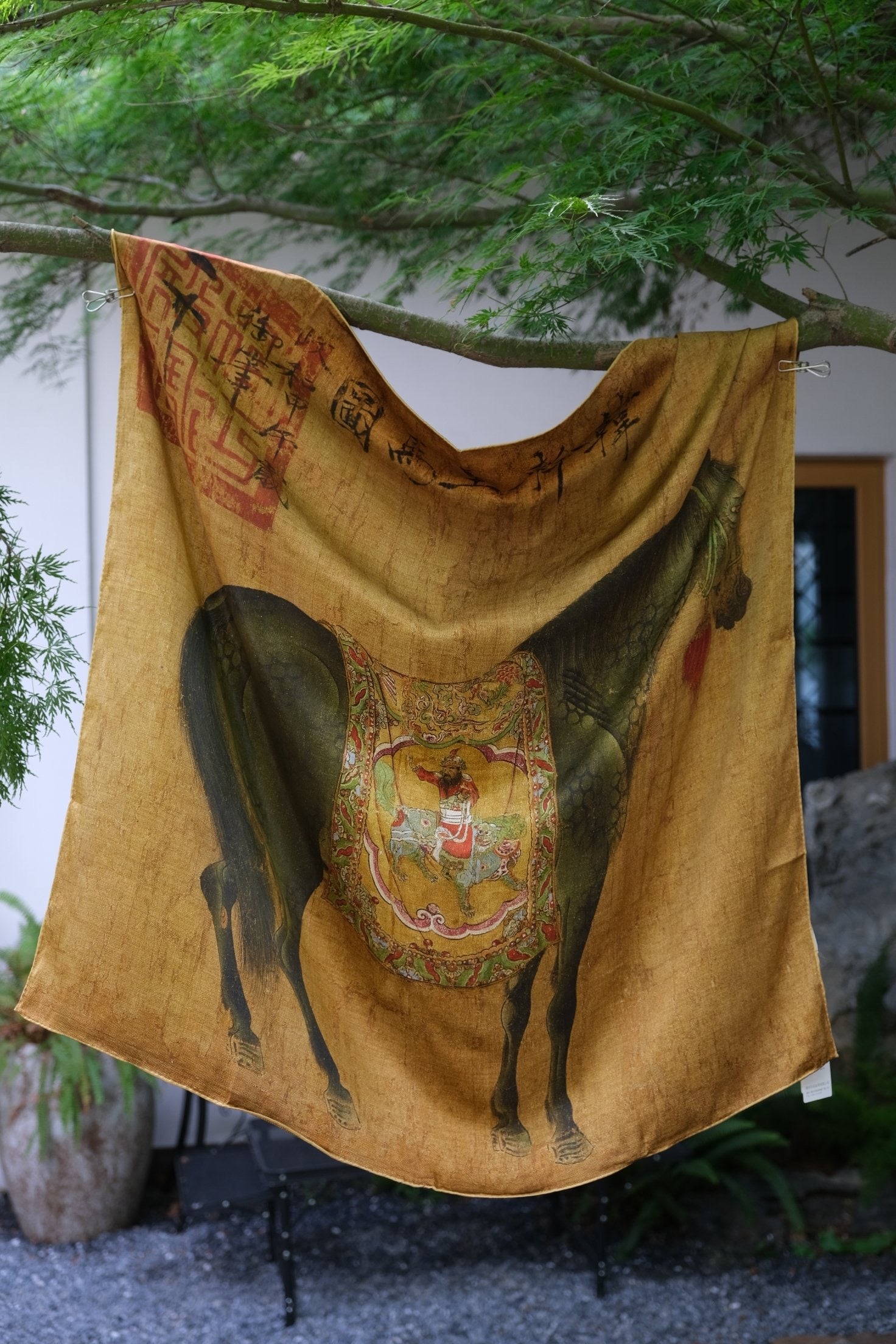 Elegant printed silk scarf with artistic design